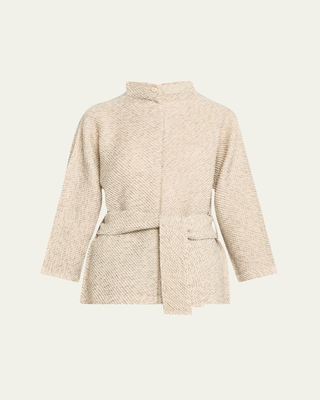 Warm Pleats Self-Tie Wool Tunic